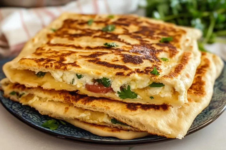 Crispy golden cottage cheese flatbread cooked to perfection on a skillet – no more sogginess, just light and delicious results.