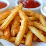 Crispy chicken fries served with dipping sauces like BBQ and ranch, highlighting their irresistible appeal.