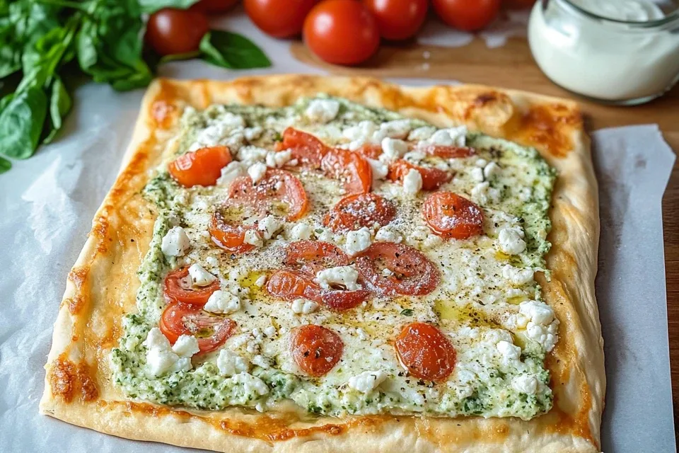 A freshly cooked cottage cheese flatbread on a non-stick griddle, perfectly golden brown, showing tips for preventing sticking.