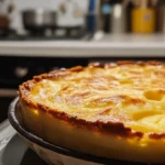 What is crème brûlée made of? A close-up of creamy custard with a caramelized sugar crust.