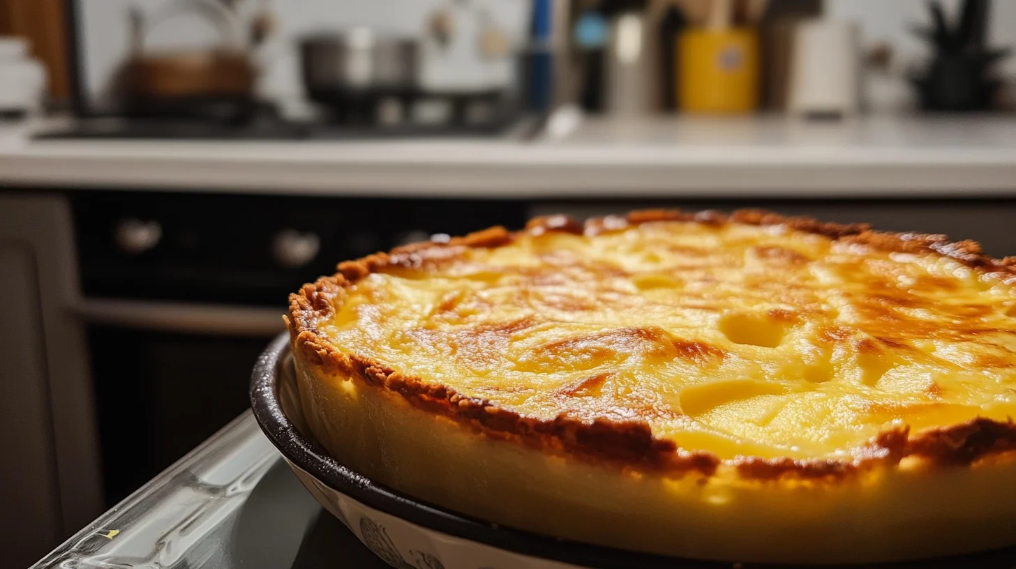 What is crème brûlée made of? A close-up of creamy custard with a caramelized sugar crust.