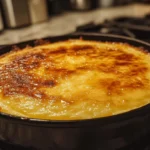 What’s the difference between crème brûlée and custard? A caramelized crème brûlée next to a creamy custard for comparison.