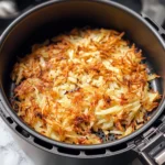 Crispy hash browns cooked to perfection in an air fryer