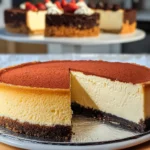 A sliced cheesecake with a creamy, smooth texture, illustrating the impact of adding an extra egg to the recipe.