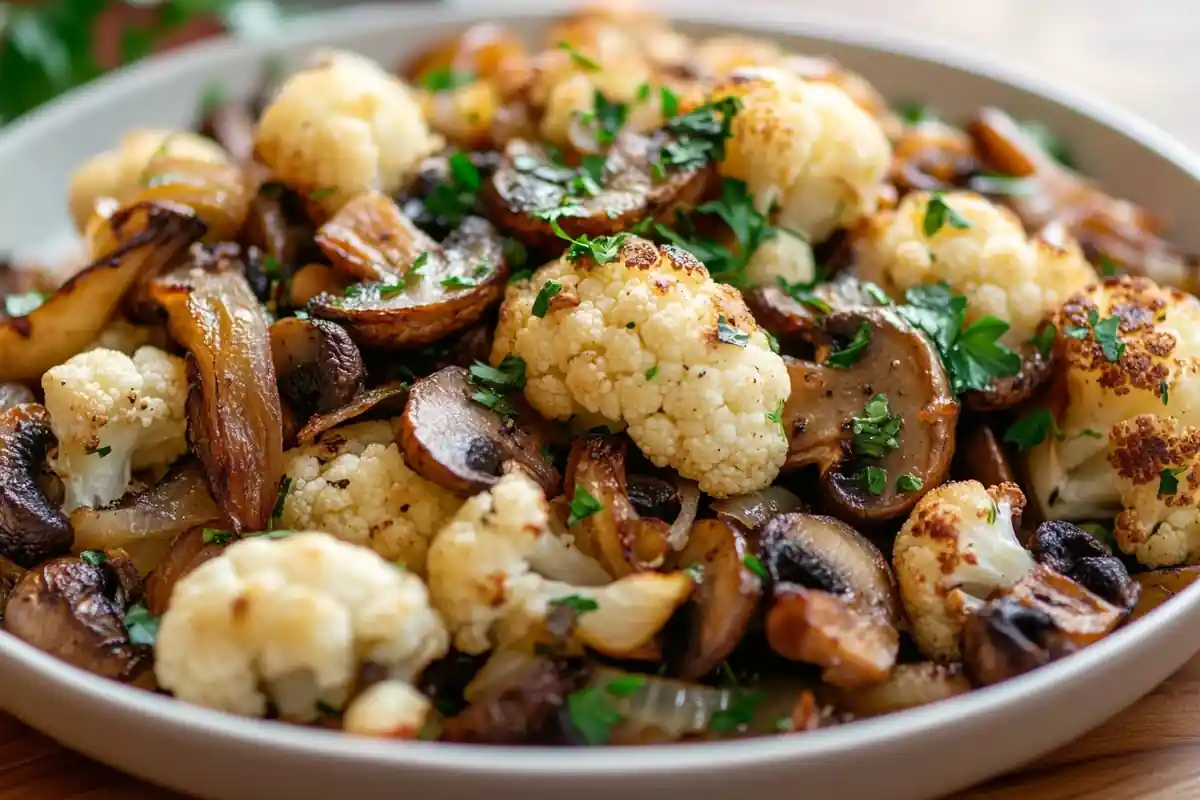 Cauliflower Mushroom Skillet with Parsley Garnish