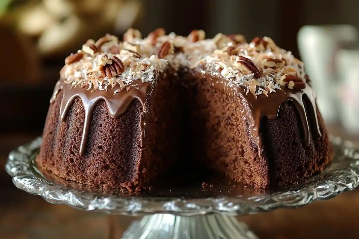 German Chocolate Pound Cake with Coconut-Pecan Frosting