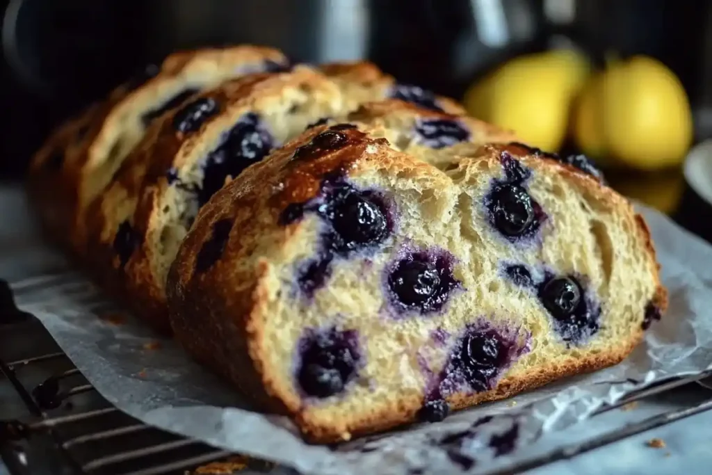 Freshly baked blueberry sourdough bread 