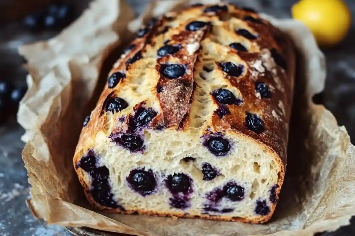 Freshly baked blueberry sourdough bread